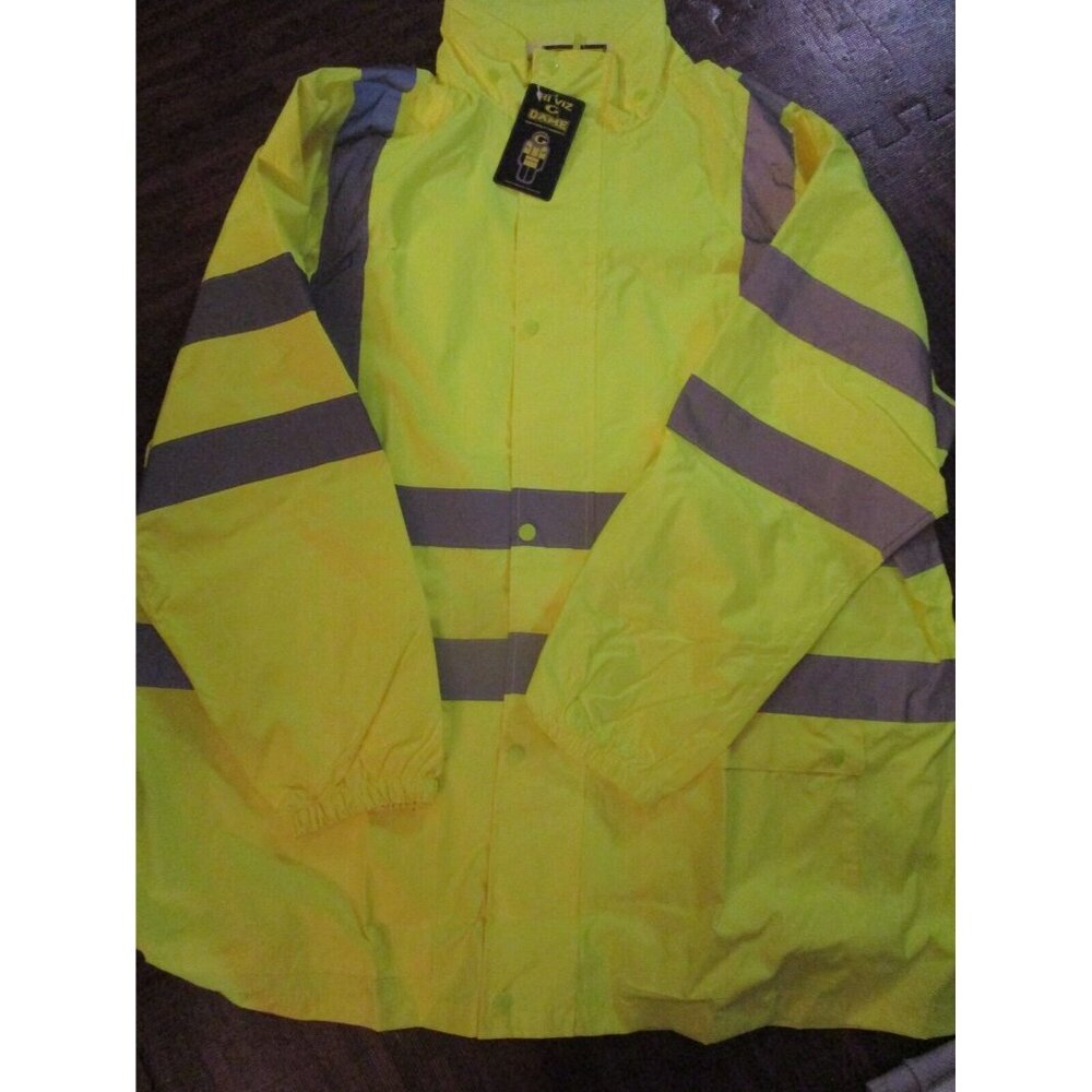 Medium M Game Sportswear Hi-Vis Raincoat Safety Jacket Neon Lime